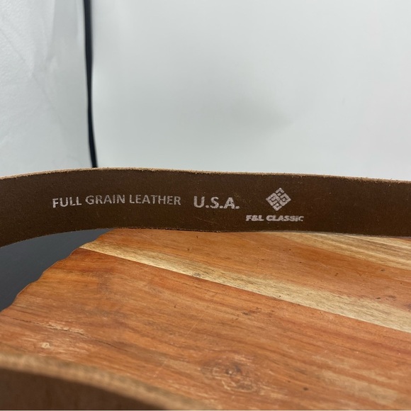 F & L Classic USA made Mens Sz 40 42 44 46 brown full grain leather Belt - Picture 2 of 5